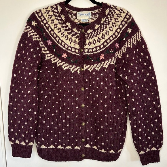 Deans of Scotland Women's Vintage Fair Isle Shetland Wool Hand-Knit Sweater Sz S - Picture 1 of 7